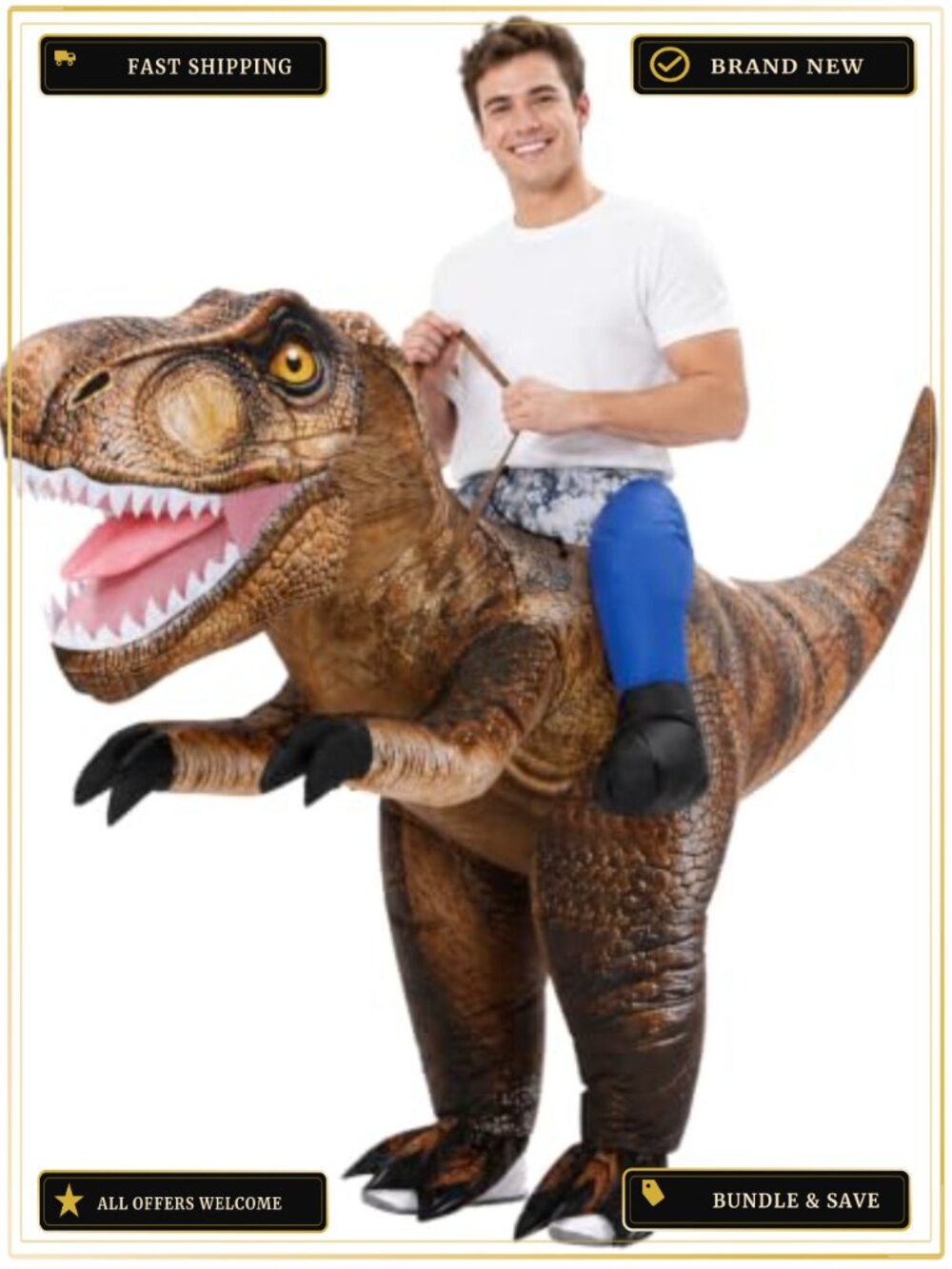 Inflatable Dinosaur Costume Adult Funny T-Rex Blow Up Suit